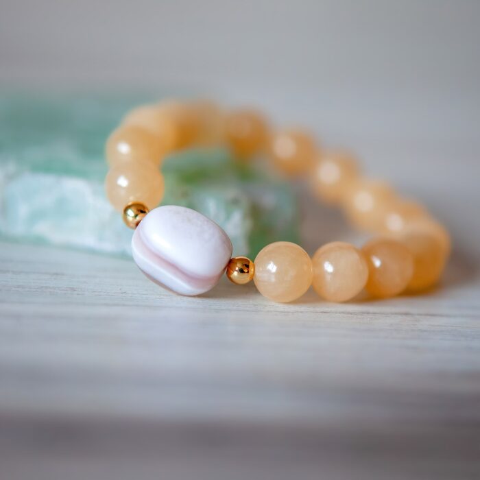 Yellow Calcite & White Agate Bracelet