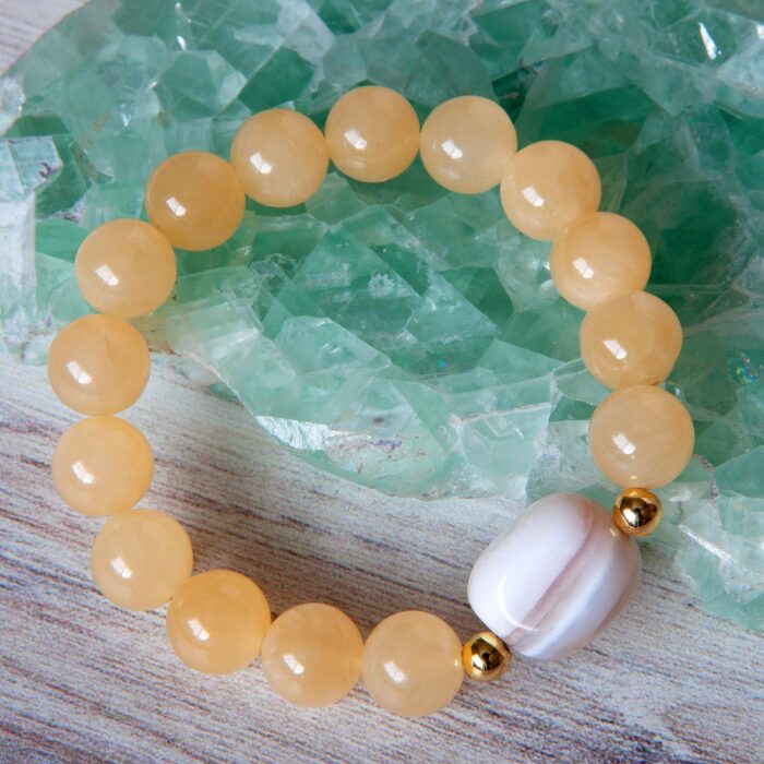 Yellow Calcite & White Agate Bracelet - Image 2